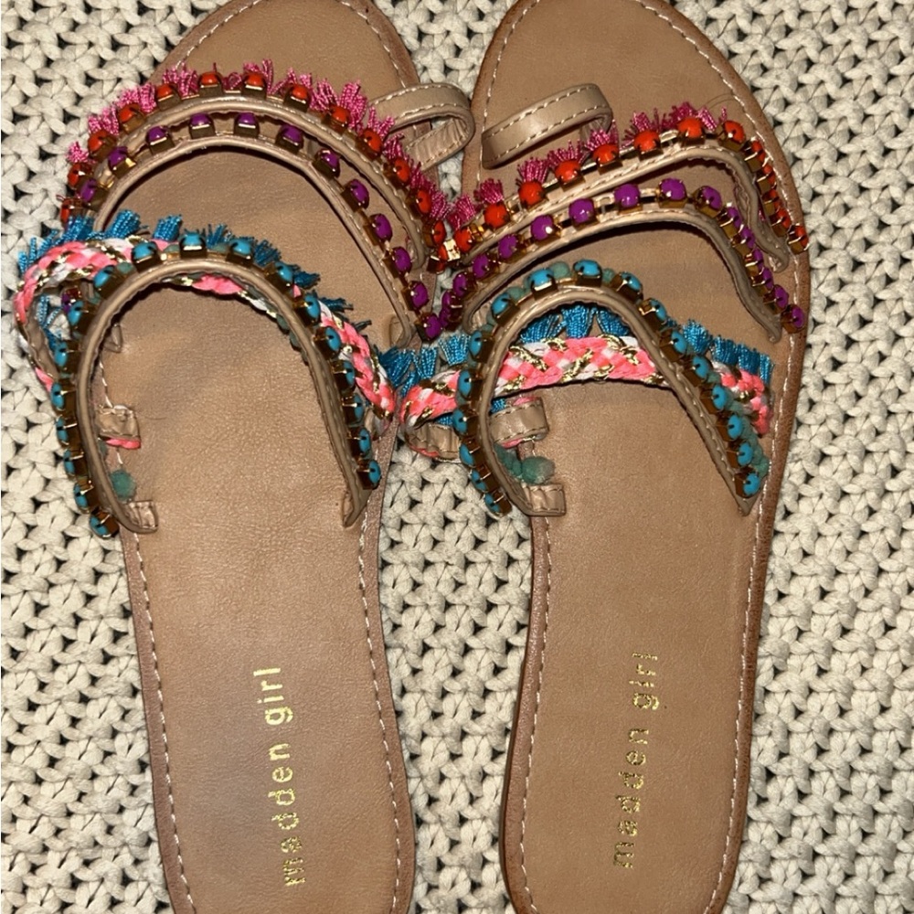 Madden Girl Colorful Braided Flat Sandals